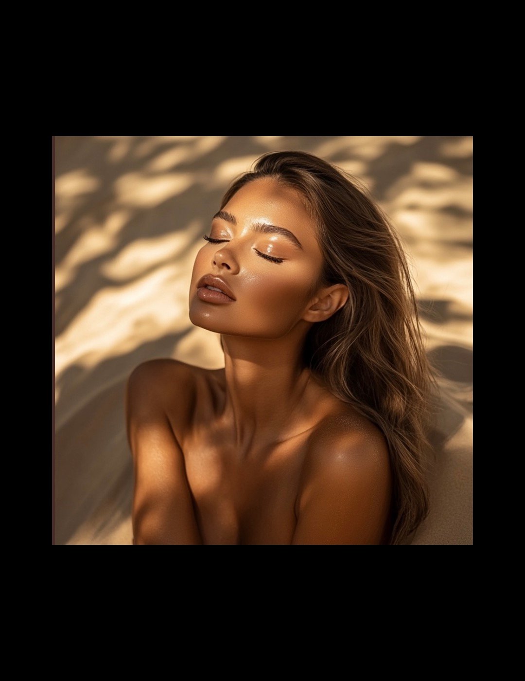 Bronzed glowing skin in warm light